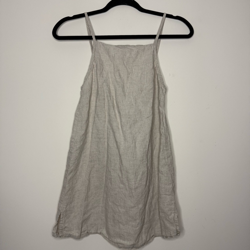 FREE THE LABEL Santorini 100% Linen Beachy Boho Sand Lagenlook Travel Mini Dress